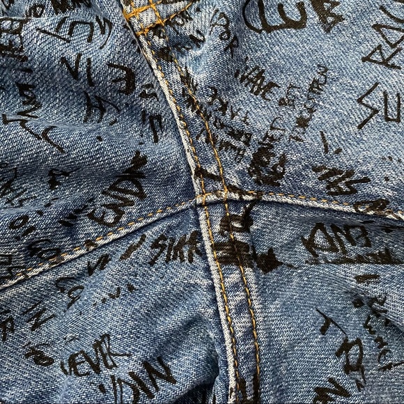 One Teaspoon Graffiti High Rise Straight Leg Cropped Raw Hem Jeans 22 XXS 00 - Picture 15 of 17